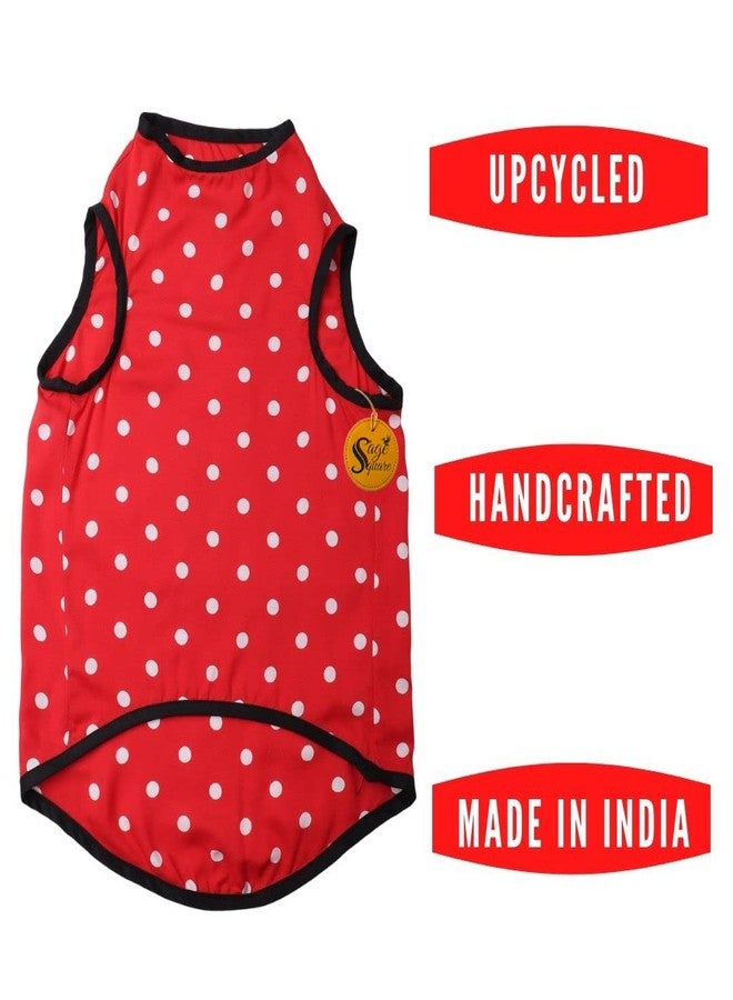 Sage Square Crazy Printed Dog T-Shirt, Trending Dog T-Shirt, Ultra Soft & Light Weight, Comfortable & Breathable Dog Apparel, Trendy Outfit (XLarge - 26 inch) (Polka Red) - Image 3